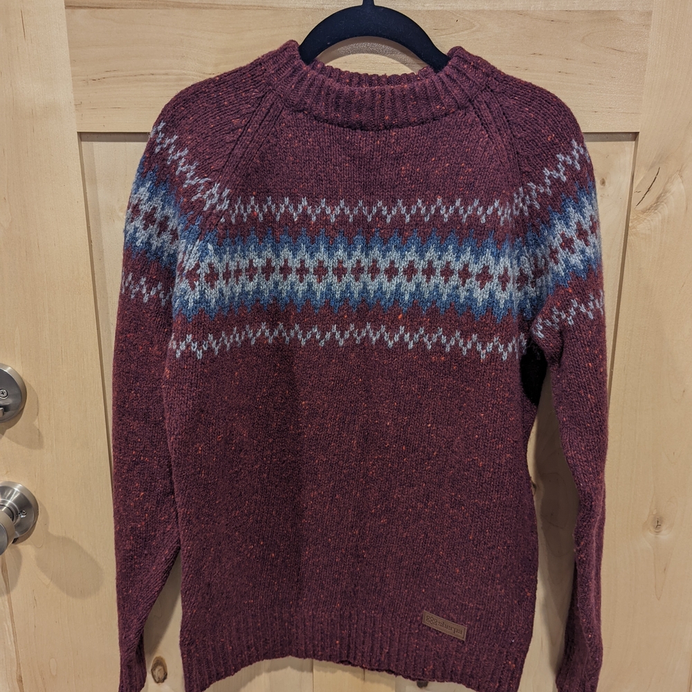 Burgundy Patterned Wool Sweater